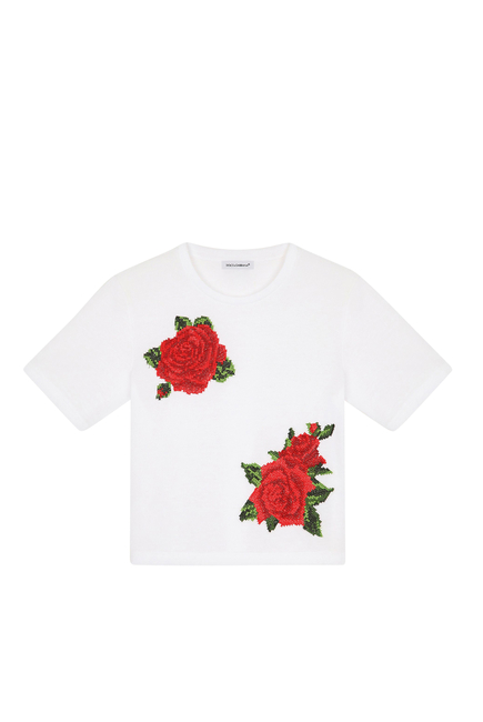 Dolce & Gabbana Embroidered Rose T-Shirt